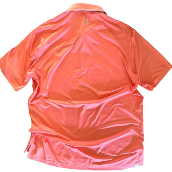 Puma Forever Better Tangerine Short Sleeve Golf Polo Shirt Medium - Picture 2 of 8